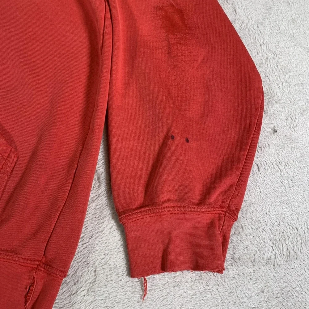 Vintage‎ Nike Essentials Small Swoosh Hoodie Mens Large Red Y2K Gray Tag FLAWS